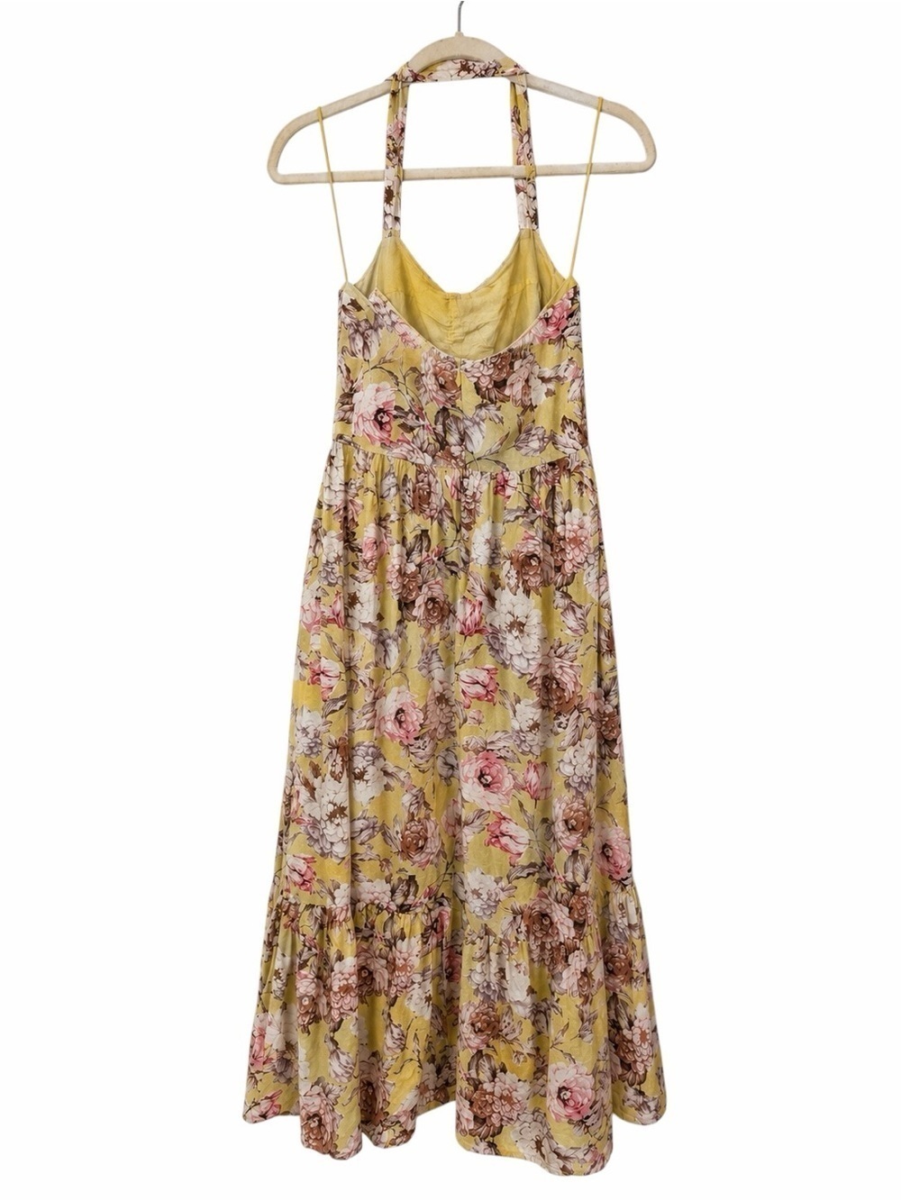 Bardot LaBella Floral Midi Dress Size XS / 2 Yellow Pink Cottagecore Romantic - Picture 7 of 14